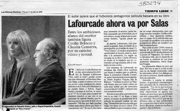 Lafourcade ahora va por Salas  [artículo] Karla Henríquez