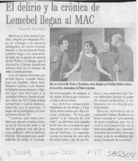 El delirio y la crónica de Lemebel llegan al MAC  [artículo] Claudio Aguilera