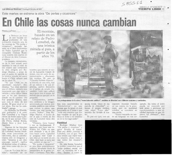 En Chile las cosas nunca cambian  [artículo] Marcela de Pablo
