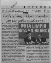 Bayly y Vargas Llosa acusados por campaña antielectoral