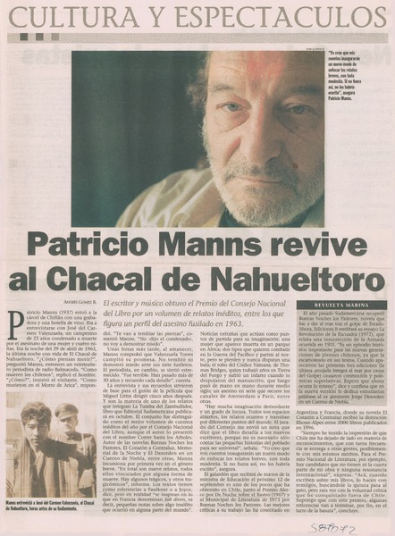 Patricio Manns revive al Chacal de Nahueltoro