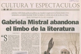 Gabriela Mistral abandona el limbo de la literatura