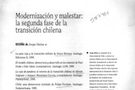 Modernización y malestar, la segunda fase de la transición chilena  [artículo] Jorge Heine