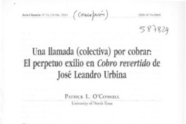 Una llamada (colectiva) por cobrar, el perpetuo exilio en Cobro revertido de José Leandro Urbina