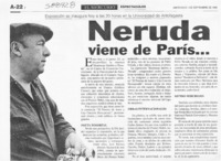 Neruda viene de París  [artículo]
