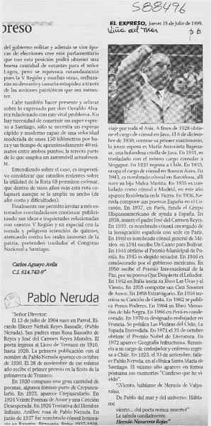 Pablo Neruda  [artículo] Hernán Navarrete Rojas