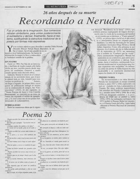 Recordando a Neruda  [artículo]