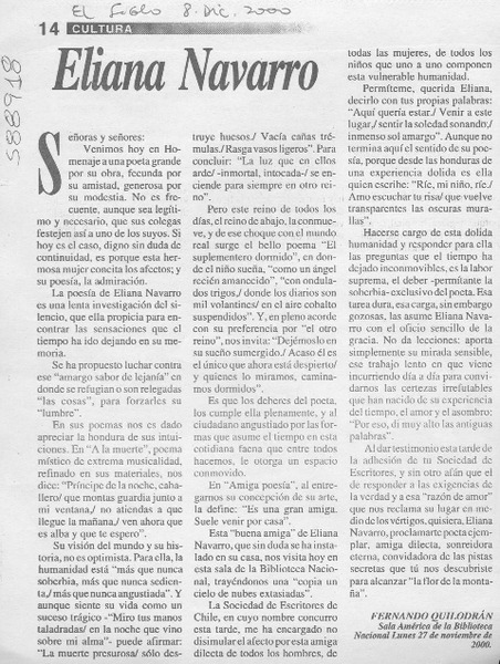 Eliana Navarro  [artículo] Fernando Quilodrán