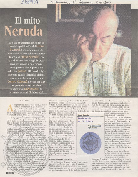 El mito Neruda  [artículo] Adolfo Vera