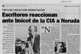 Escritores reaccionan ante boicot de la CIA a Neruda