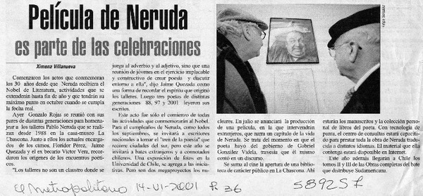 Película de Neruda es parte de las celebraciones