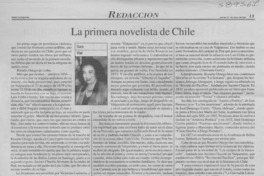 La primera novelista de Chile  [artículo] Sara Vial