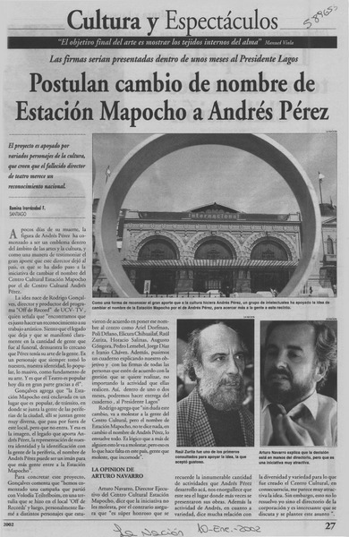 Postulan cambio de nombre de Estación Mapocho a Andrés Pérez