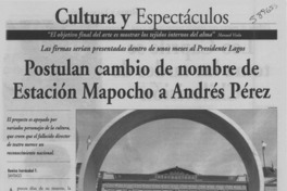 Postulan cambio de nombre de Estación Mapocho a Andrés Pérez