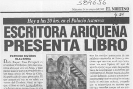 Escritora ariqueña presenta libro  [artículo] Patricio Riveros Olavarría