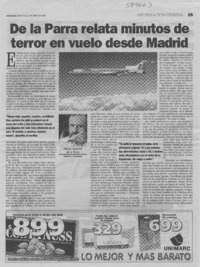 De la Parra relata minutos de terror en vuelo desde Madrid  [artículo]