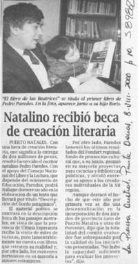 Natalino recibió beca de creación literaria  [artículo]