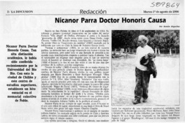 Nicanor Parra Doctor Honoris Causa  [artículo] Ramón Riquelme