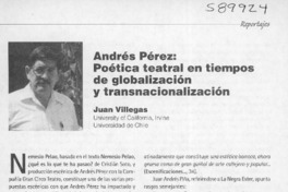 Andrés Pérez, poética teatral en tiempos de globalización y transnacionalización  [artículo] Juan Villegas