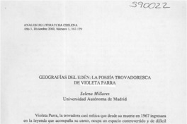 Geografías del Edén, la poesía trovadoresca de Violeta Parra  [artículo] Selena Millares
