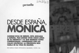 Desde España, Mónica Pérez  [artículo] Carolina Pulido