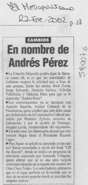En nombre de Andrés Pérez