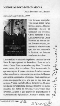 Memorias poco diplomáticas  [artículo] Bernardino Piñera