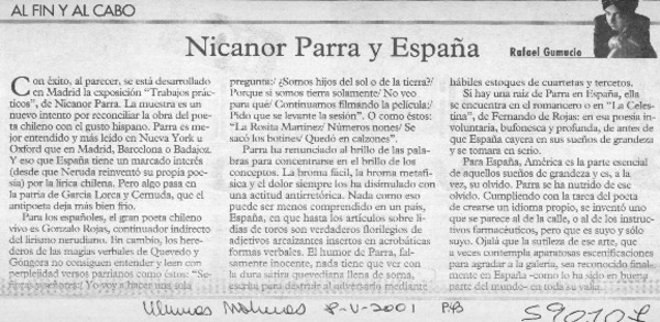 Nicanor Parra y España  [artículo] Rafael Gumucio