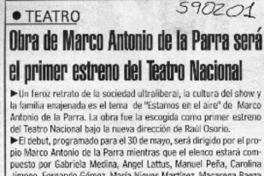 Obra de Marco Antonio de la Parra será el primer estreno del Teatro Nacional  [artículo]