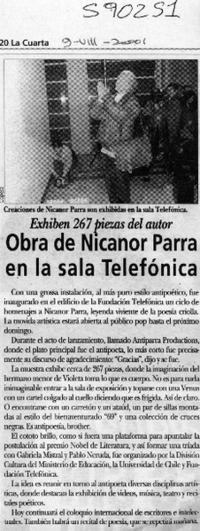 Obra de Nicanor Parra en la sala Telefónica  [artículo]