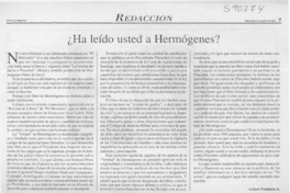 ¿Ha leído usted Hermógenes?  [artículo] Arturo Fontaine A.