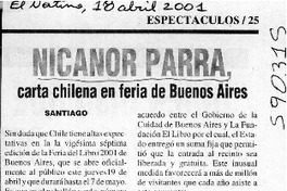 Nicanor Parra, carta chilena en feria de Buenos Aires  [artículo]