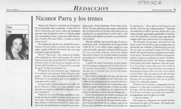 Nicanor Parra y los trenes  [artículo] Sara Vial