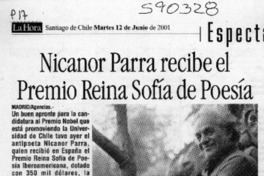 Nicanor Parra recibe e lPremiko Reina Sofía de Poesía  [artículo]