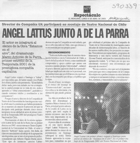 Angel Lattus junto a de la Parra  [artículo]