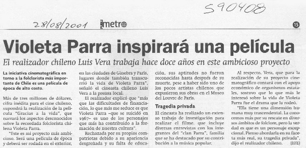 Violeta Parra inspirará una película  [artículo]