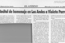 Recital de homenaje en Los Andes a Violeta Parra  [artículo]