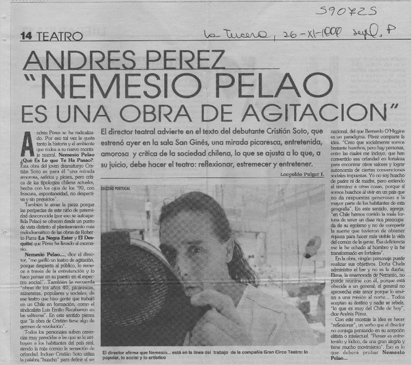 "Nemesio pelao es una obra de agitación"  [artículo] Leopoldo Pulgar I.