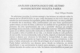 Análisis grafológico del último manuscrito de Violeta Parra  [artículo] Oscar Villegas Brandau