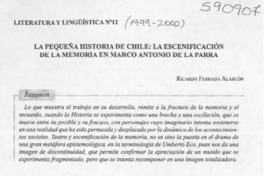 La pequeña historia de Chile, la escenificación de la memoria en Marco Antonio de la Parra  [artículo] Ricardo Ferrada Alarcón