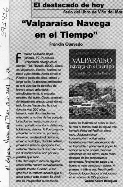 Valparaíso navega en el tiempo  [artículo] Gabriel Castro Rodríguez