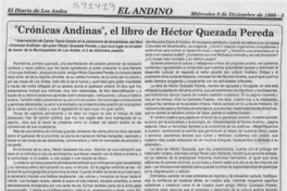 "Crónicas Andinas", el libro de Héctor Quezada Pereda