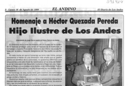 Homenaje a Héctor Quezada Pereda hijo ilustre de Los Andes