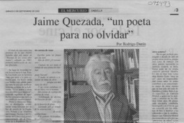 Jaime quezada, "un poeta para no olvidar"  [artículo] Rodrigo Durán