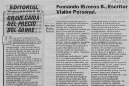 Fernando Riveros B., escritor visión personal  [artículo] René Leiva Berríos