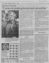 "Corona de poeta generacional está acéfala"  [artículo] Marcelo Sánchez Rojel