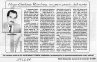 Hugo Enrique Ramírez, un gran poeta del norte  [artículo] Kabur Flores