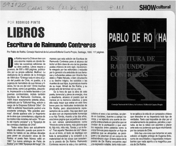 Escritura de Raimundo Contreras  [artículo] Rodrigo Pinto