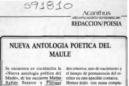 Nueva antología poética del Maule  [artículo] José Vargas Badilla