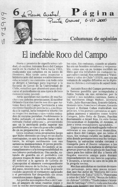 El inefable Roco del Campo  [artículo] Marino Muñoz Lagos